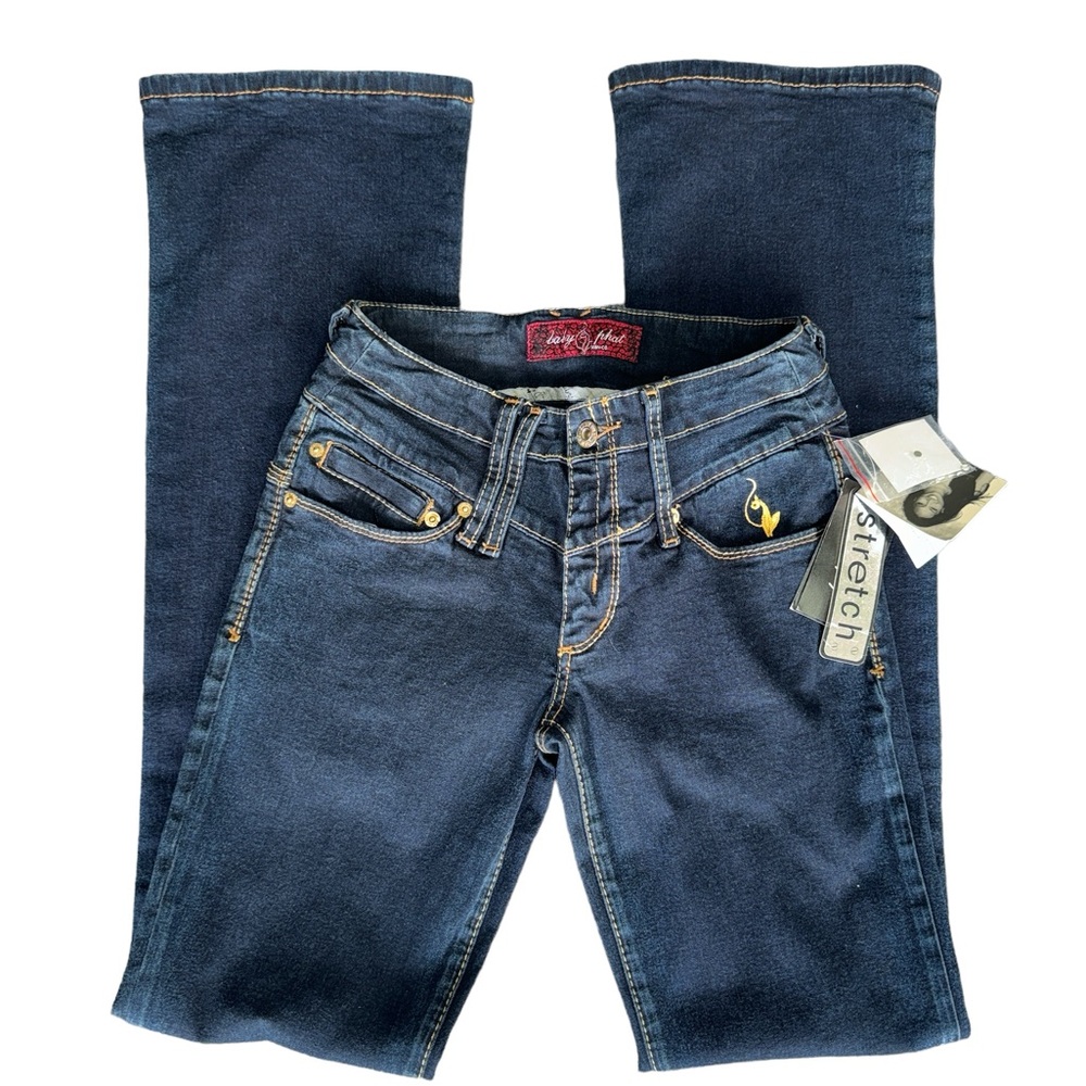 NWT Baby Phat Prestigue Bootcut Stretch Embroidered Dark Blue Jeans Sz 1